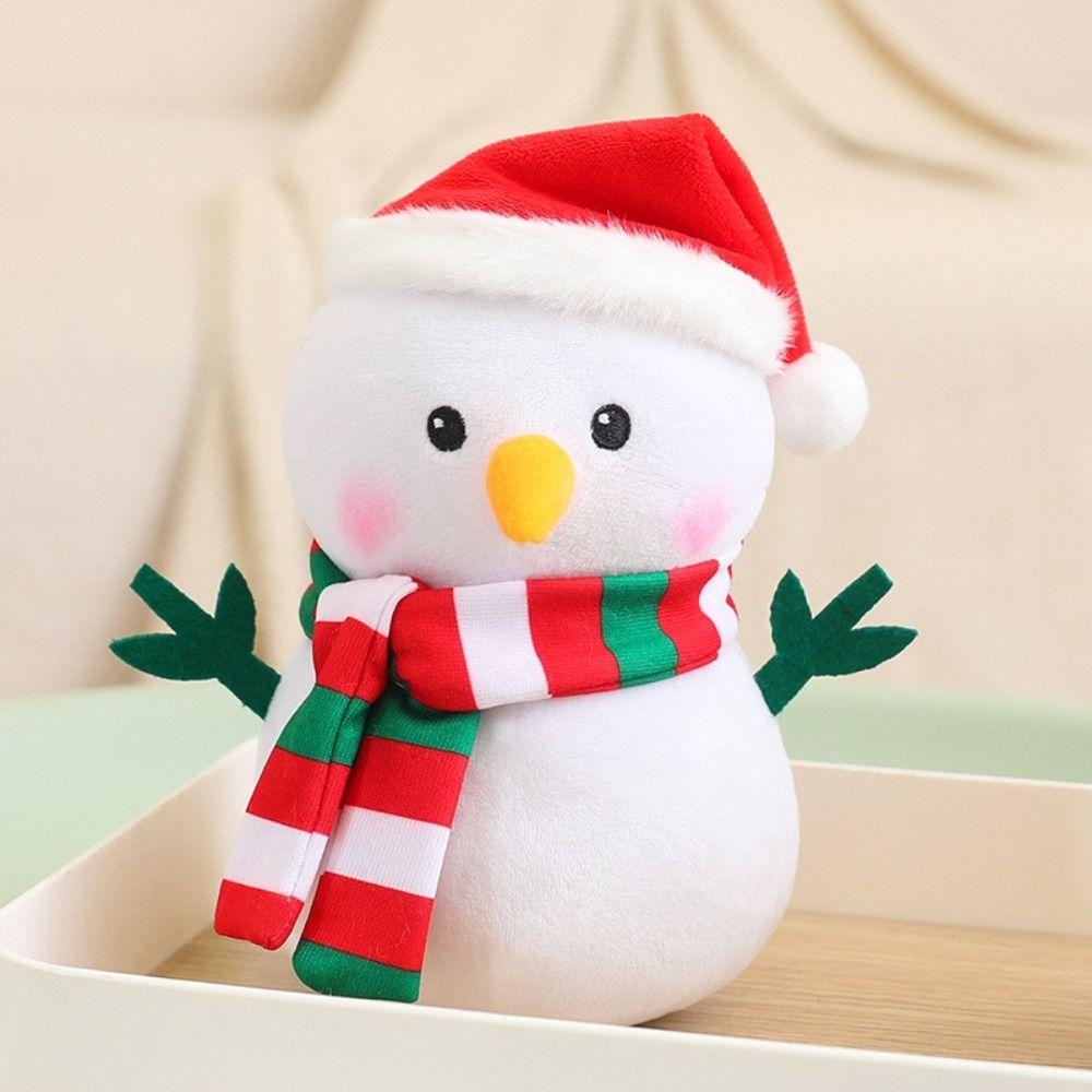 Fluffy Snowman Plush Toy Cartoon Xmas Ornament Creative Christmas Snowman Pendant  Christmas Gift