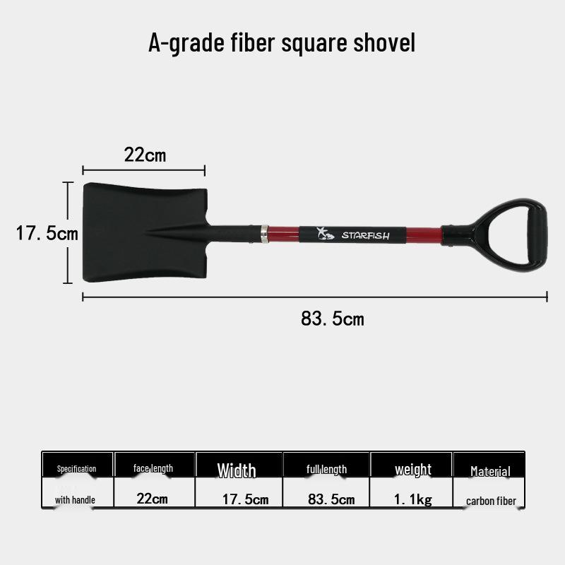 

Лопата для бездорожья из марганцевой стали с рукояткой из углеродного волокна для самостоятельной эвакуации на открытом воздухе