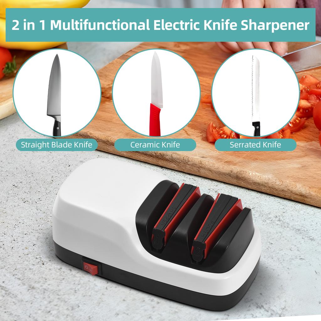 Affilatrice elettrica per coltelli Sistema di affilatura coltelli a 2 stadi per affilare e lucidare rapidamente i coltelli