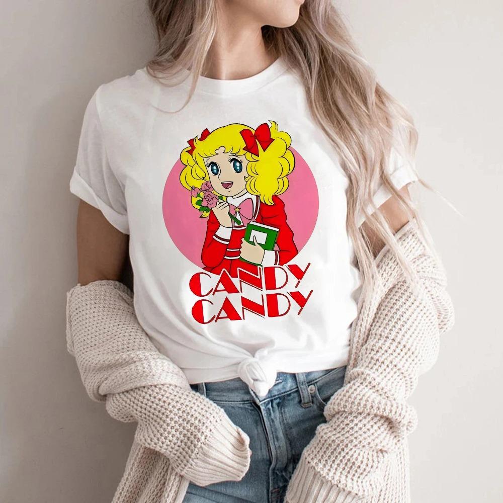 T-shirt Streetwear con Stampa Cartoon di Caramelle Abbigliamento Harajuku Moda Ragazze T-shirt Manica Corta Estate Maglietta Casual Femminile Girocollo Top