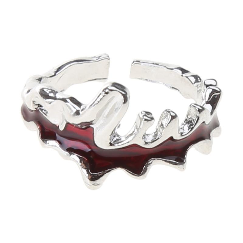 Punk Finger Rings Red Flame Open Finger Rings Adjustable Finger Rings Metal Material Jewelry Gift for Men Women Girls