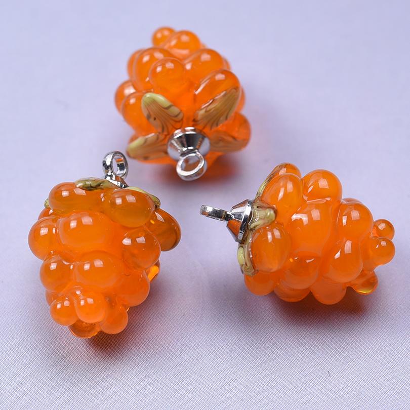 2pcs DIY Fruit Charm Glass Grape Pendants For Jewelry Making Supplies Colorful Materials To Make Earrings Bracelets Accessories