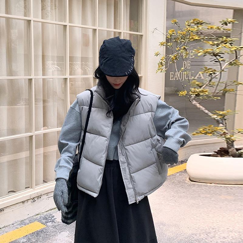 Double-sided down cotton vest women's autumn and winter new loose vest vest jacket