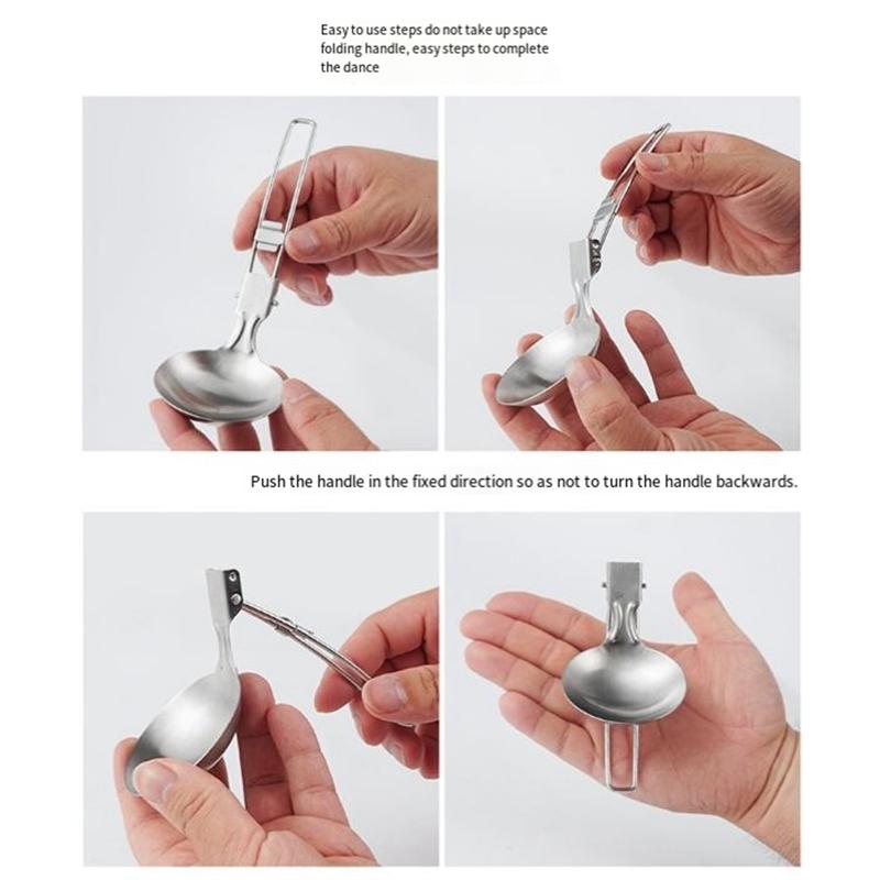 Good-Kitchen Outdoor Camping Soup Spoon Mountaineering Backpacker Portable Pot Soup Spoon Portable Folding Soup Spoon