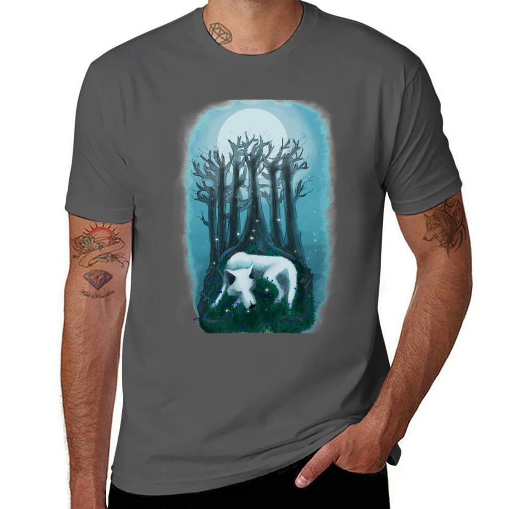 Waya Wolf In In The Moonlight With No Background Tshirt Large Size Short Sleeve Tshirt