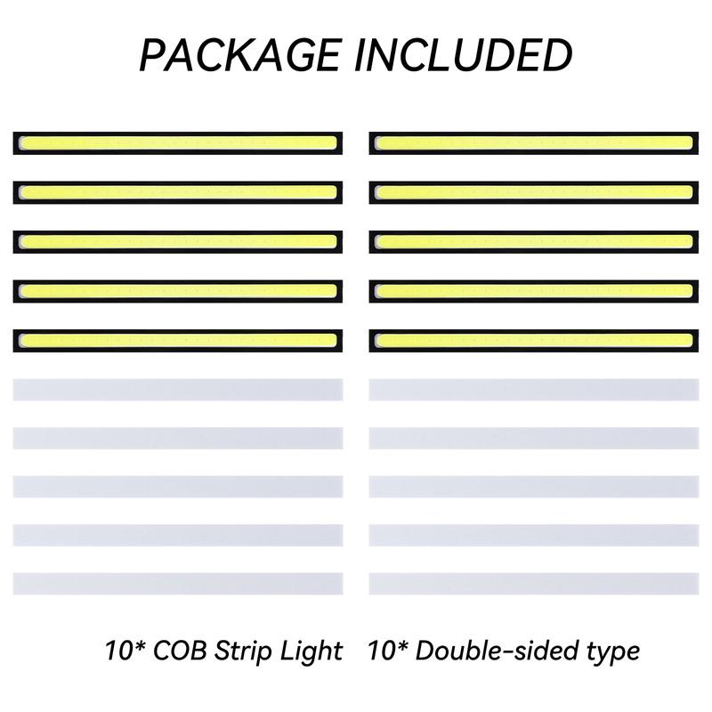10PCS Universal Waterproof DRL LED Strip Light Bar COB Daytime Running Fog Lamp White Car Styling