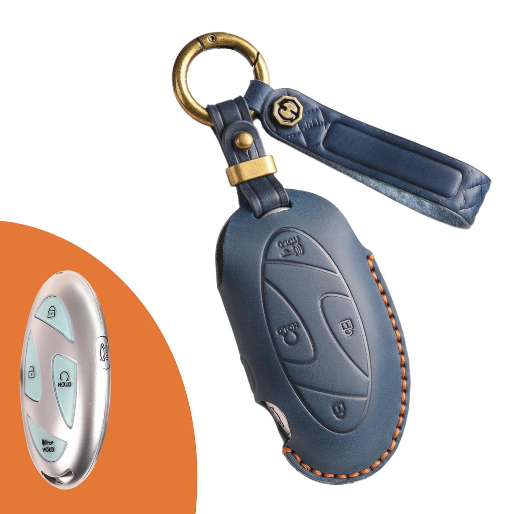 The New Retro Key Bag Is Suitable for Korean Hyundai Car Key Cover, Purely Handmade High-end Protective Shell Buckle, Cowhide.