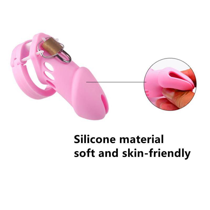 7 Colors Silicone Male Chastity Device Cock Cage Sex Toys With 5 Penis Ring Prevent Breaking Free Standard Short Cages Sex