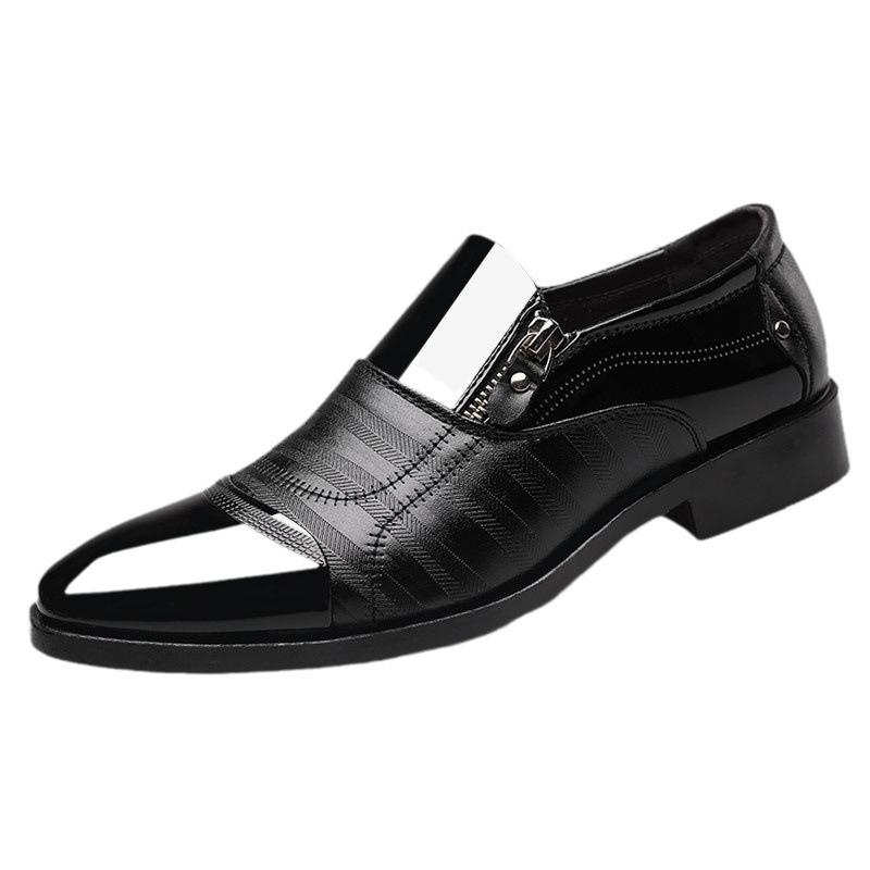 Large size 48 casual leather shoes men's lazy shoes glossy office work shoes dress shoes