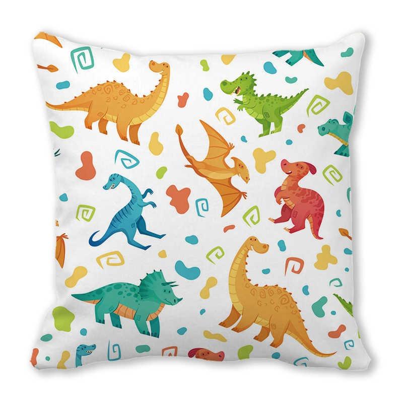 Office Sofa Car Cushion Cover Luxury Home Decoration Pillow Cover Cute Cartoon Little Dinosaur Animal Pattern