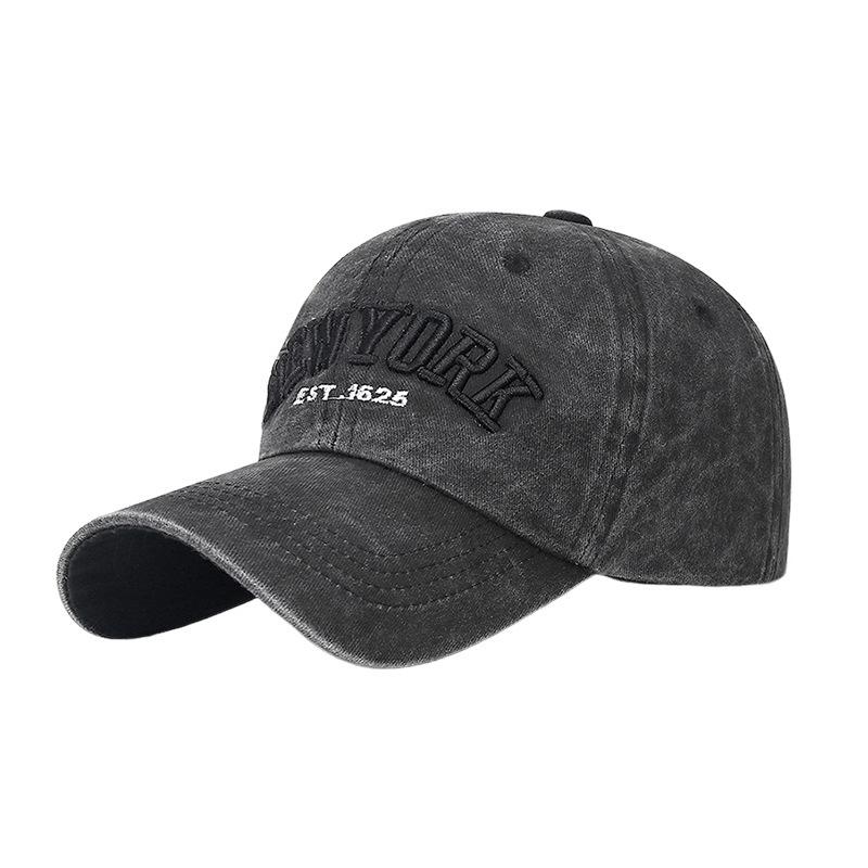 Hat old washed baseball cap retro curved brim light board hat couple sun hat solid color cap