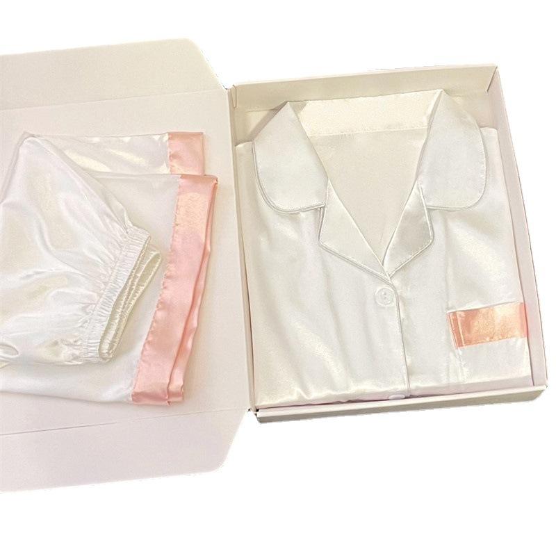 Ice Silk Pajamas Women'S Summer Thin Short-Sleeved High-Value Loungewear Suit Can Be Worn Outside
