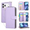 For iPhone 17 Pro Max Case 9 Card Slots Zipper Pocket PU Leather Cover with Wrist Strap