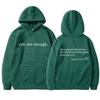 Women'S Shoulder Sleeve Fleece Sweater Plain Letter Print Kangaroo Pocket Drawstring Print Hoodie