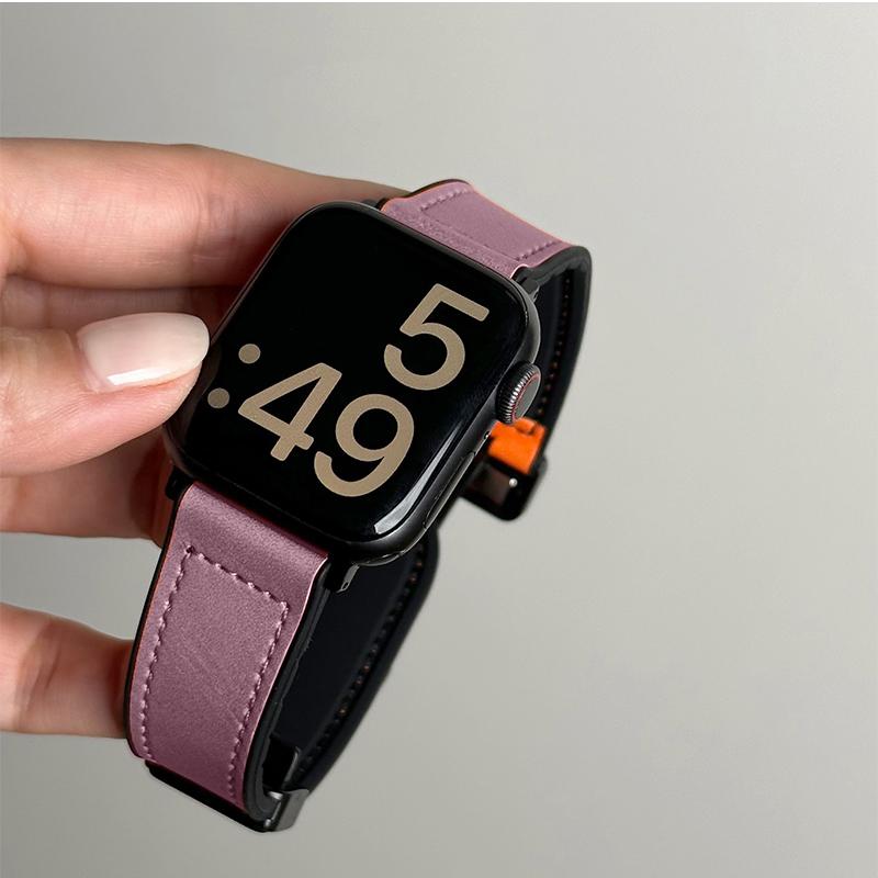 Leather+Silicone Strap For Apple Watch Band Ultra 49mm 44mm 45mm 41mm 46mm 40mm 42mm Magnetic Bracelet iwatch Series 2028