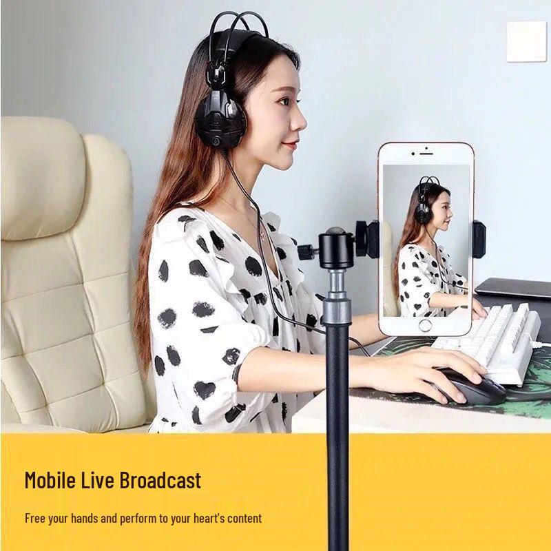 Multifunctional Desktop Tripod with Phone Holder & Fill Light for Live Streaming and Photography
