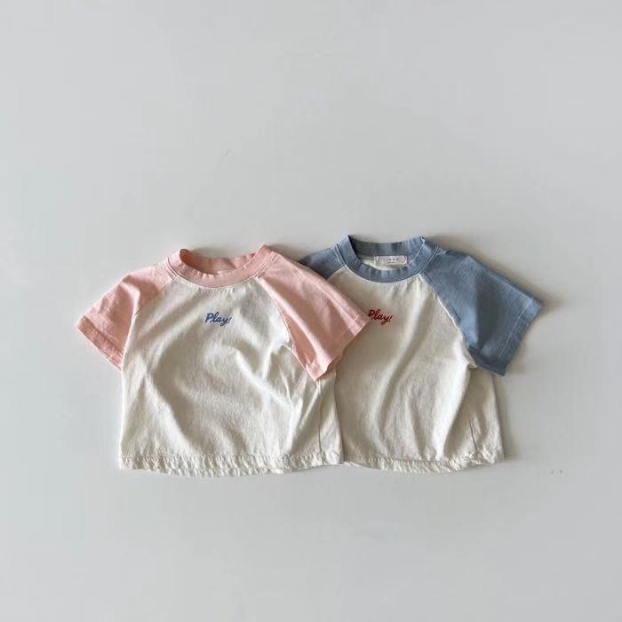 Korean Style Unisex Baby Cotton T-Shirt - Short Sleeve, Lightweight, and Versatile.