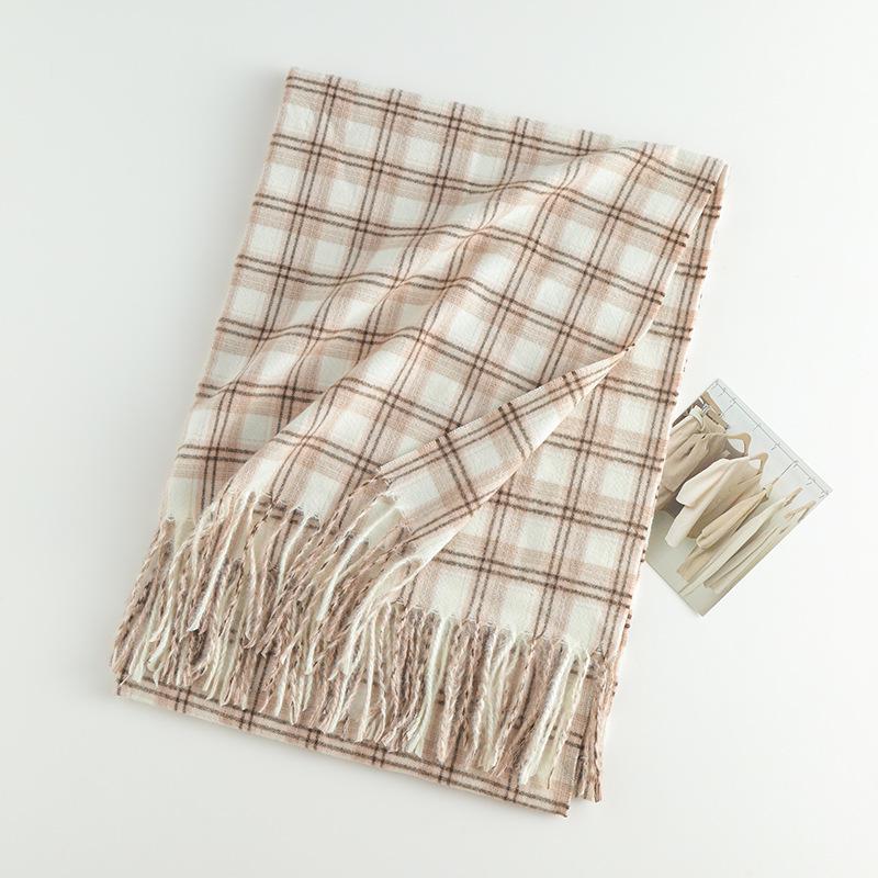 

Women s 2025 Winter Plaid Scarf, High-End Imitation Cashmere, Korean Style, Versatile Warm Neck Warmer Shawl 70*200cm