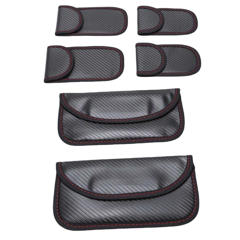 6PCS Car Signal Blocking Case Carbon Fiber Key Fob Protector Anti Theft Car Key Pouch for Security