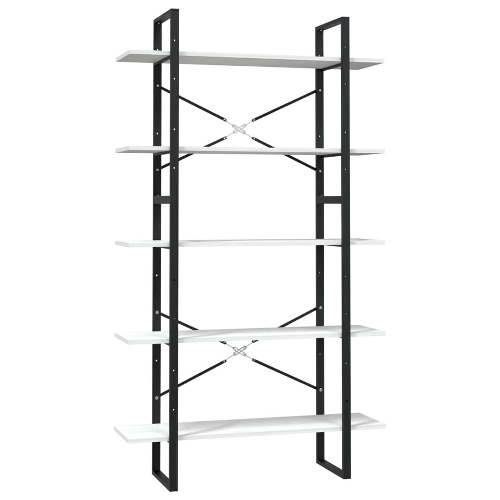 Vidaxl 5-Tier Bookshelf, White, 100X30X175 Cm, Pine