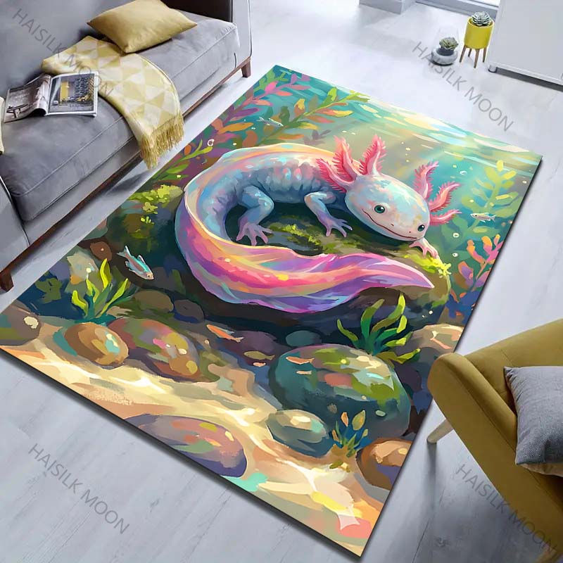 1 Stück bunter Axolotl Unterwasserteppich für Wohnzimmer Schlafzimmer Sofa Heimdekor Rus Rutschfeste Fußmatte Luxuriöses Geschenk