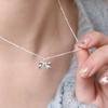 Simple Temperament Stainless Steel Sliver Color Bowknot Pendant Necklace for Women Exquisite Sweet Valentine's Day Jewelry Gift