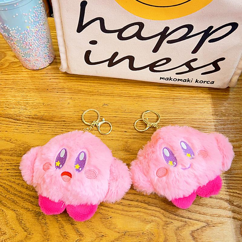 Niedlicher Plüsch Kirby Stern Anhänger, Cartoon Rucksack Schlüsselanhänger, Geschenkpuppe, Schultasche, Kleine hängende Dekoration