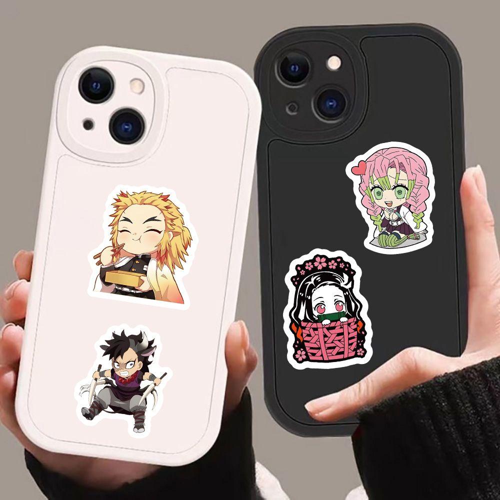 60 pegatinas de dibujos animados de personajes de anime Demon Slayer para decorar teléfonos móviles, agendas y otros artículos: calcomanías decorativas impermeables