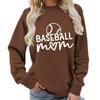 Women's Oversized Crew Neck Letter Print Baseball Sweatshirt Long Sleeve Casual Top Loose Fit Streetwear