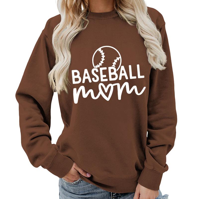 Women's Oversized Crew Neck Letter Print Baseball Sweatshirt Long Sleeve Casual Top Loose Fit Streetwear