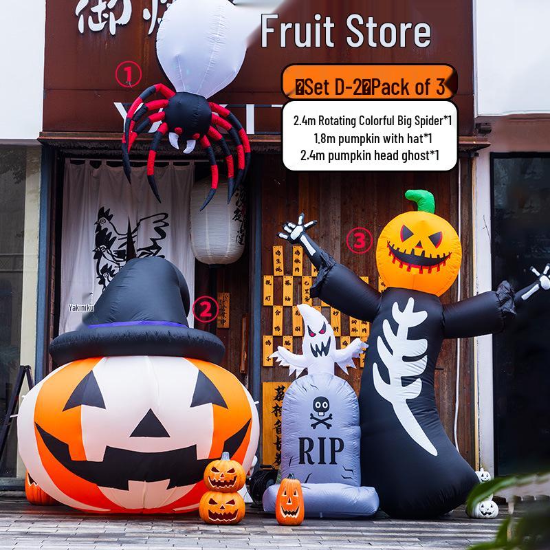 Large Halloween Pumpkin Lantern with Ghost and Spider Décor