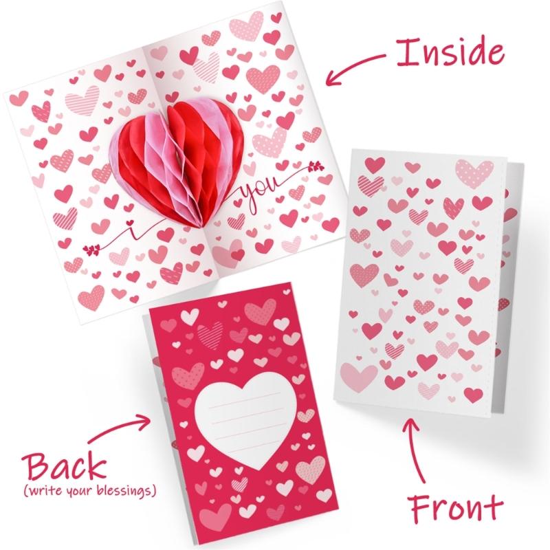3D Popup Valentine's Day Card for Unique Party Celebration Handmade Greeting Card with Envelope Elegant Birthday Gift