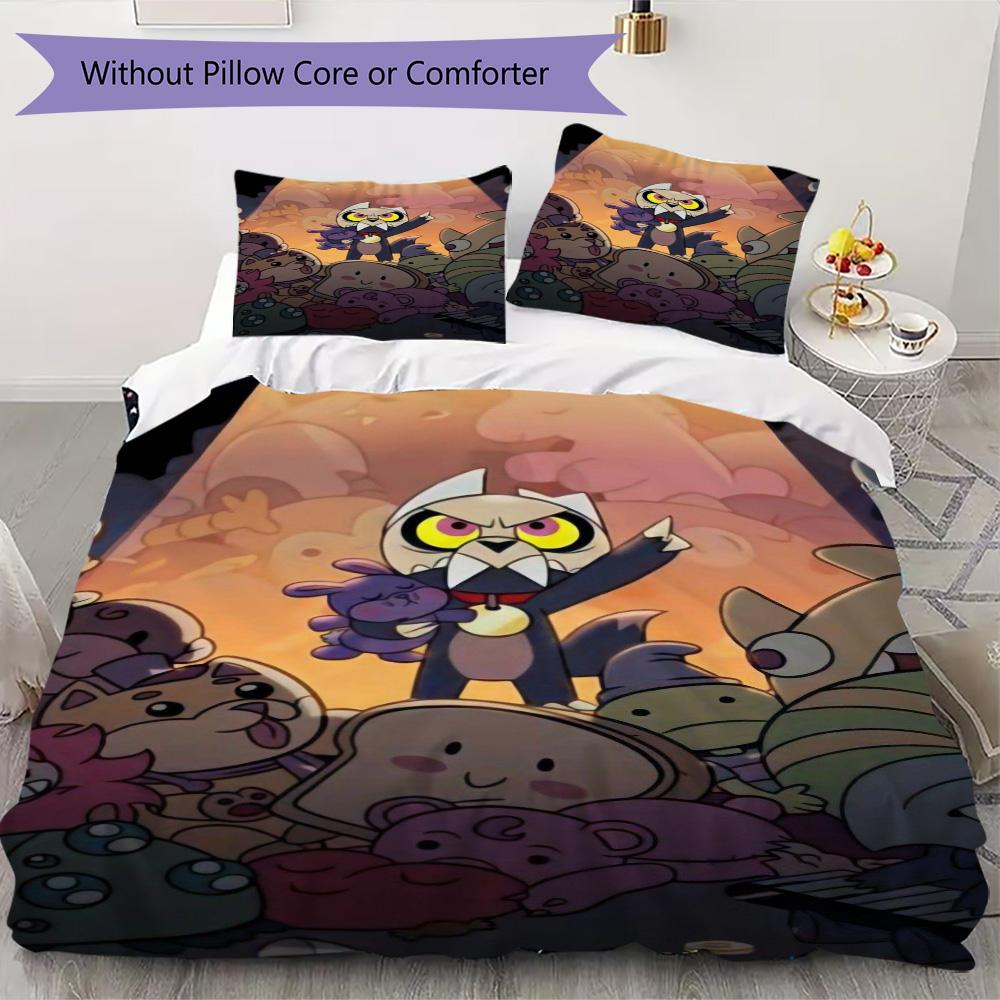 Cartoon Owls and Monsters Pattern Bedding,Quilt Set Quilt Cover Pillowcase Home Birthday Gift (1*duvet cover+2*pillowcase,without core)ZSJT0917245