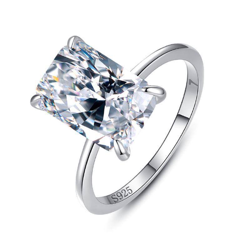 Tancise Classic 925 Sterling Silver  Zircon Ring Ladies Jewelry Wedding Promise Party Gift
