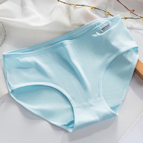 Women Underpants Lace Solid Color Breathable Mid Waist Soft Anti-septic Cotton