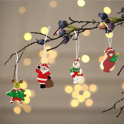 Scatola con 12 Pezzi di Ciondolo Color Legno Scatola Regalo di Natale con Ciondolo Albero di Natale Dipinto Decorazioni