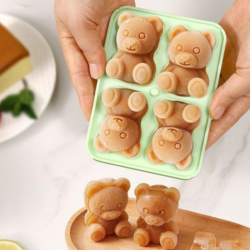 2 Pack Silicone Ice Tray Ice Cube Maker Bear Shape Silicone Ice Molds Ice Maker Silicone Ice Molds Suitable for Ice Cube