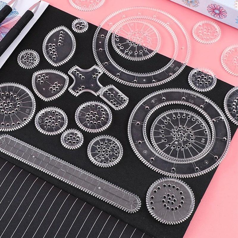 28PCS Ruler Interlocking Drafting Tools Stationery Geometric Drawing Toys Set LM