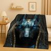 Dead God Anubis Pharaoh Ancient Egypt Mythology Cartoon Flannel Blanket,Ultra Soft Plush Throw for Home Bedroom Bed Sofa Cover