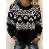 2026 Womens Oversized Knit-Style Crewneck Sweatshirt With 3D Clover Print Thick Warm Streetwear Top