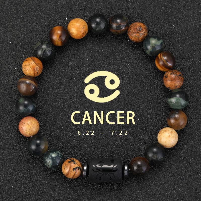 12 Zodiac Natural Stone Bracelets - Cancer, Virgo, Leo, Libra Designs, Ideal Couples & Friendship Gifts, Unisex Jewelry (Pulsera