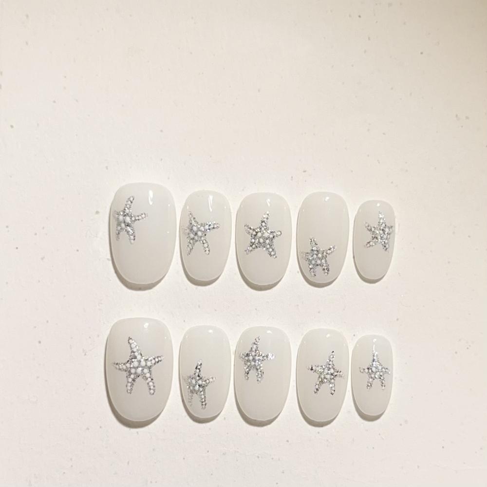 Handmade Cat Eye Short Square Oval Press On Nails With Bowknot Pearl Diamond Flower Star Decor Detachable Full Cover