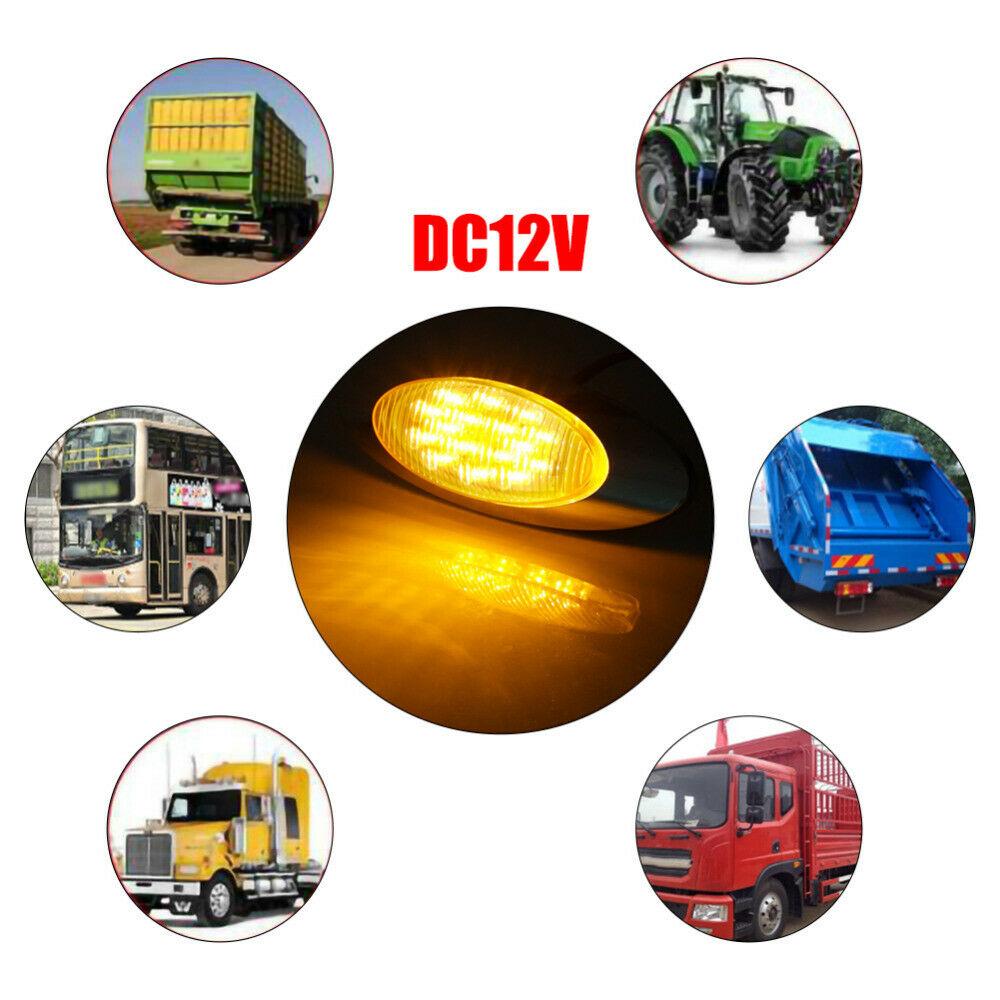 10PCS 16LED Amber Led Side Marker Lights Waterproof Chrome Bezel Turn Signal Tail LED Light Kits Marker Indicator Lamp 12V
