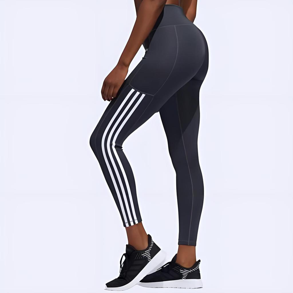 Adidas High Waist Comfortable Slim Fit Sports Long Pants Women Bottoms Dark-Gray White FN2758
