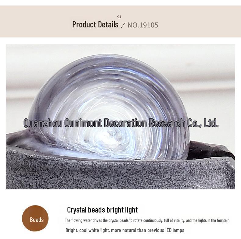 Patented Feng Shui Water Fountain for TV Cabinet and Office Décor