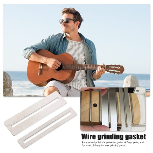 2pcs Guitar Fret Protector Metal Fingerboard Fretboard Guards Protective Grinding Gasket Tool for Electric Guitar Bass, Attractive and Fashionable