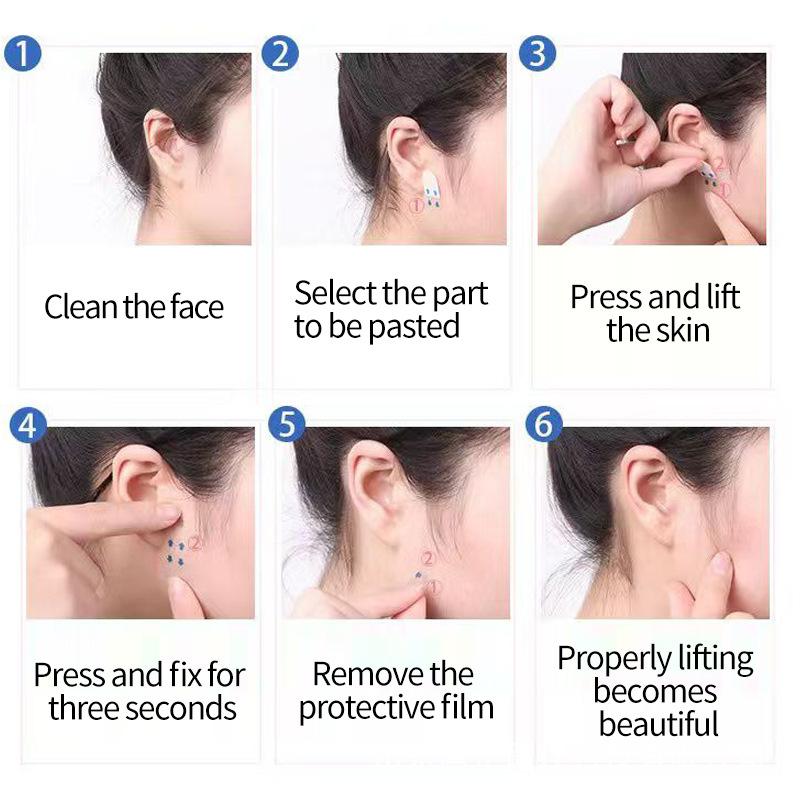 80Pcs No Trace V-Shape Face Lift Tape Invisible Adhesive Patches Smooth Wrinkle Fix Sagging Skin for Selfie Use