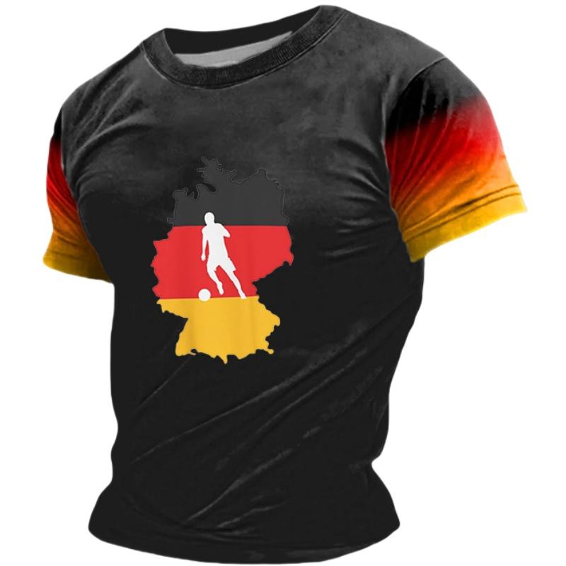 Germany National Flag Print Men's T Shirt Outdoor Football Sports Jersey Summer Casual O-neck Short Sleeve Tees Fashion Fan Tops