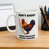 Caneca Engraçada de Galo Meme Não Atire Preciso de Damascos para Minha Galinha Caneca para Gamers Xícara de Café Cerâmica Presente para Streamers E Amantes de Memes