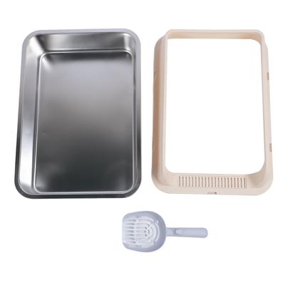 Stainless Steel Cat Litter Box Sturdy Easy To Clean Anti Splashing High Sided Metal Kitty Litter